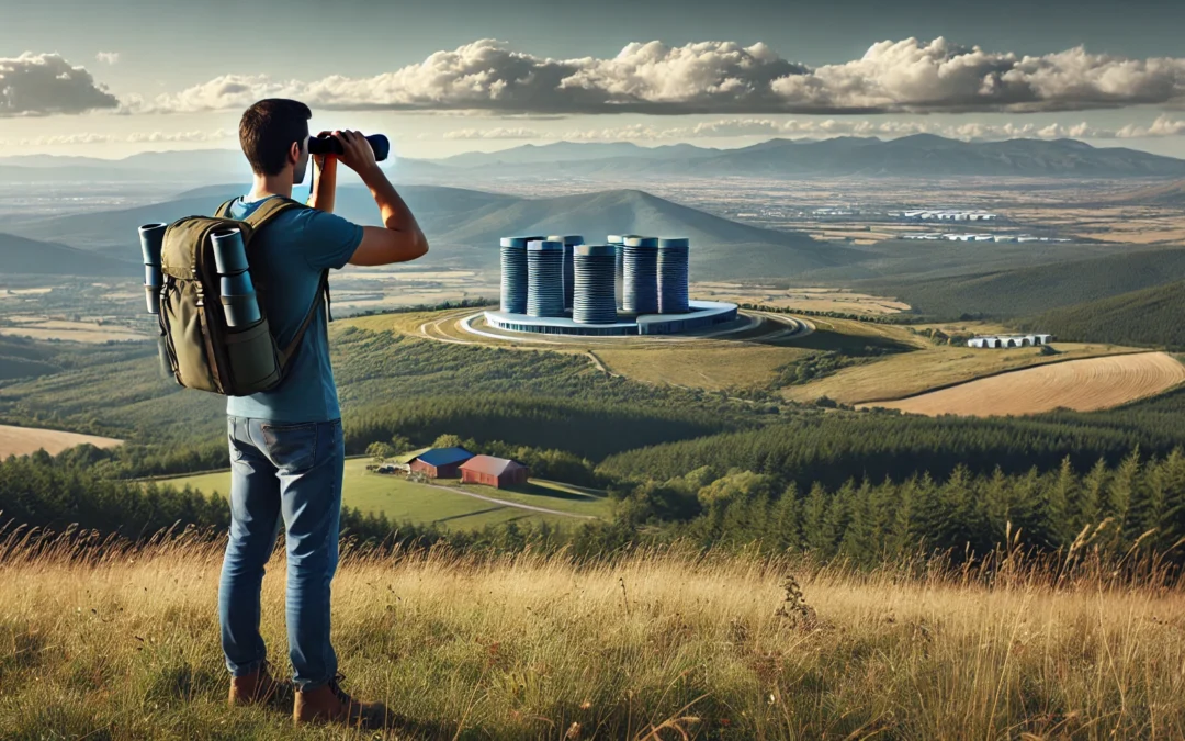 Person looking out over a landscape for a datacenter